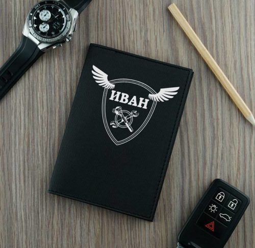 подарок для автовладельцев обложка для автодокументов черная Классика